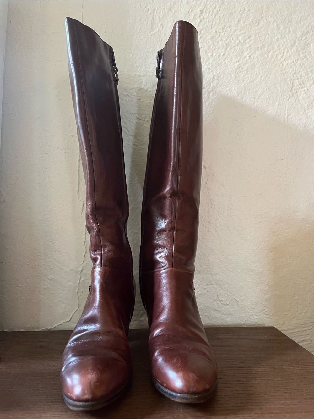 Salvatore Ferragamo Carla Leather Heeled Boots Size 7 Brown - Picture 2 of 4